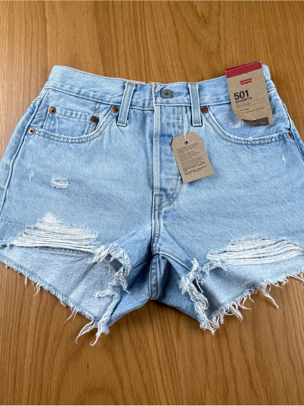 Levi's 501 High-Rise Distressed Denim Shorts - Light Blue 563270250